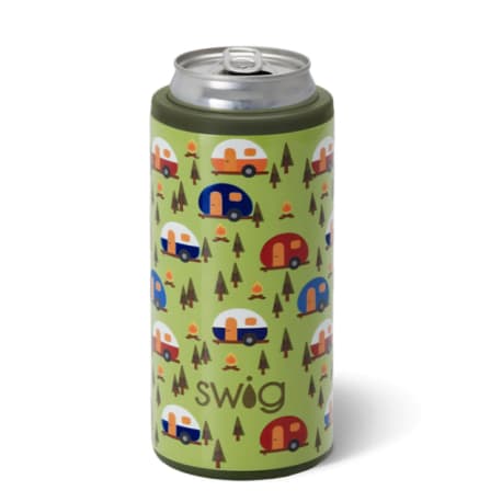 Swig Life Happy Camper Skinny Can Cooler, 12 oz.