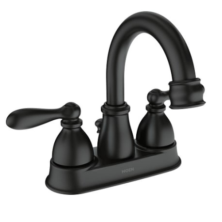 Moen Caldwell Matte Black Two Handle High Arc Bathroom Faucet with Pop Up