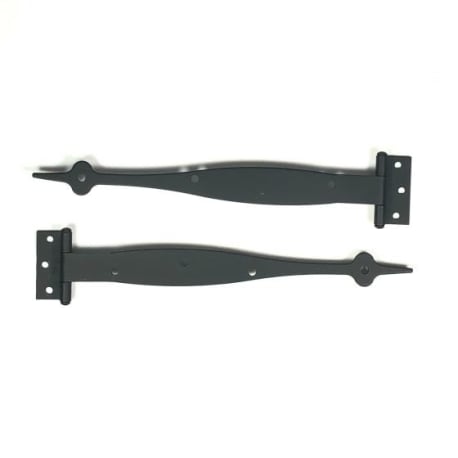 Acorn Smooth Black Spear Cabinet Strap Hinge with 3/8 in. Offset Pair