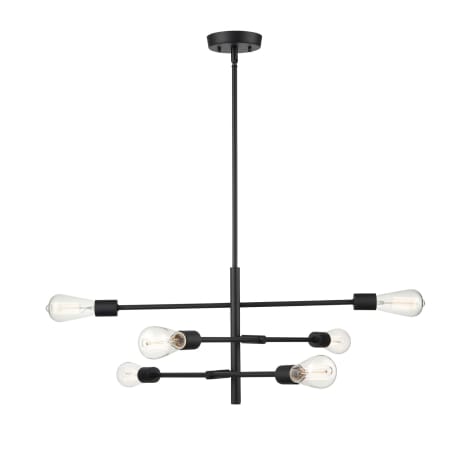 Millennium Lighting Decco Matte Black 6 Light Pendant, 74 in.