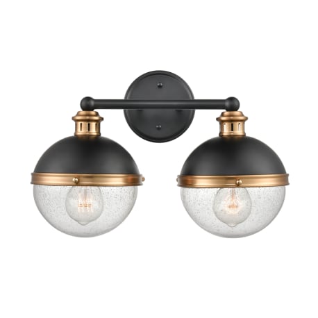 Millennium Lighting Ellmira Matte Black & Aged Brass Two Light Vanity, 15.5"