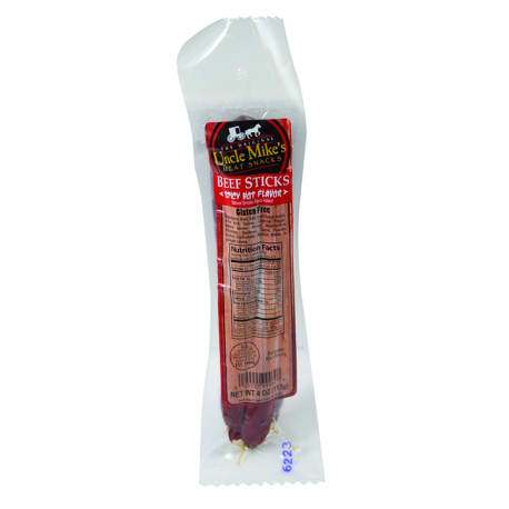 Uncle Mike's Spicy Hot Beef Sticks, 4 oz.