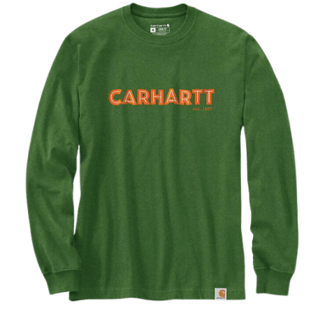 Carhartt Men's Small Arborvitae Heather Long Sleeve Logo Graphic Shirt