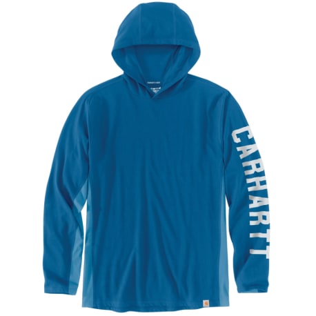 Carhartt Men's Small Blue Force Long Sleeve Logo Hooded Shirt