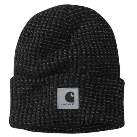 Carhartt Black Knit Beanie with Reflective Patch