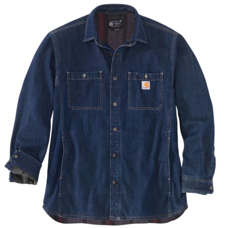 Carhartt Men's Medium Glacier Denim Fleece Lined Snap Front Shirt Jacket