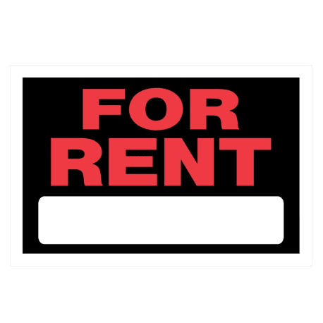 Hillman Black & Red For Rent Sign, 8 x 12 in.