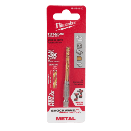 Milwaukee SHOCKWAVE™ 4.5mm RED HELIX™ Titanium Metric Drill Bit