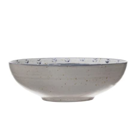 Creative Co-Op Antique White & Blue Bowl, 6 in.