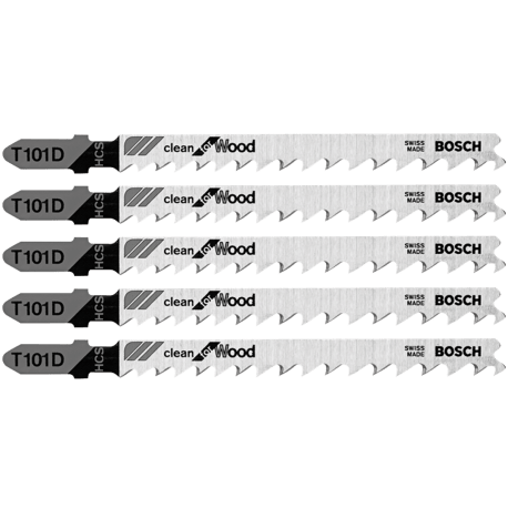 Bosch 4 In. 6 TPI Clean T-Shank Jigsaw Blades, 5PC