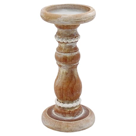 Wing Tai Large Wood Candle Holder, 9.45 in.