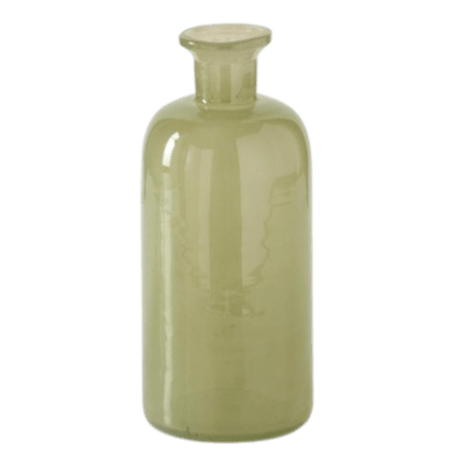 K&K Interiors Medium Green Glass Bottle, 8.25 in.