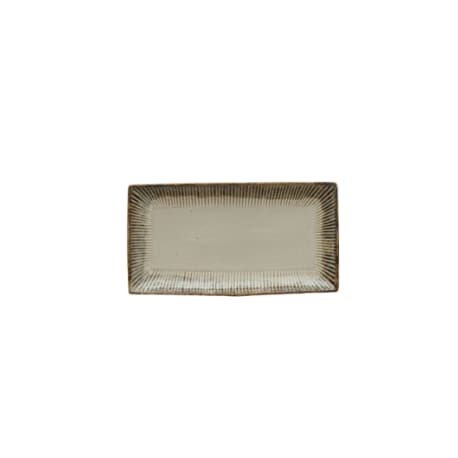 Creative Co-Op White & Grey Stoneware Platter with Crimped Edge, 13.25 in.