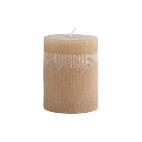 Creative Co-Op Unscented Cream Pleated Pillar Candle, 3 x 4 in.