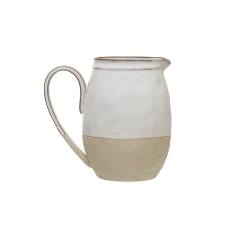 Creative Co-Op White & Beige Stonewear Pitcher, 48 oz.