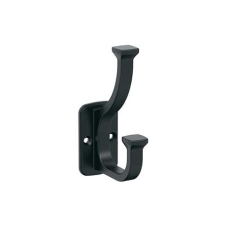 Amerock Alder Two Prong Matte Black Decorative Wall Hook