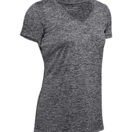 Women's Black & Meic Silver UA Tech Twist V-Neck Shirt