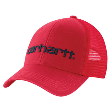 Carhartt Fire Red Canvas Mesh Back Logo Graphic Cap