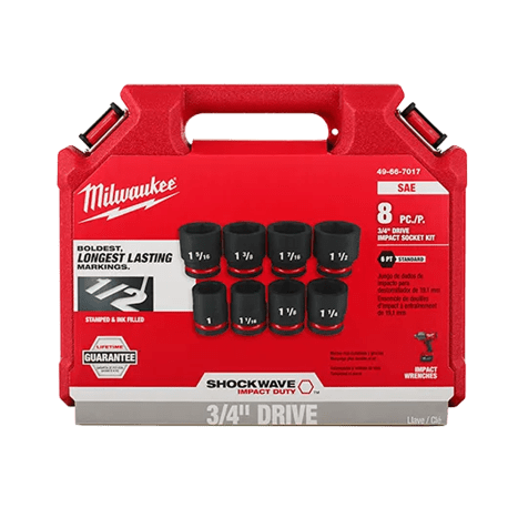 Milwaukee Impact Duty 3/4 in. Drive SAE Standard 6 Point Socket Set, 8 PC