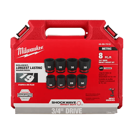 Milwaukee Impact Duty 3/4 in. Drive Metric Standard 6 Point Socket Set, 8 PC