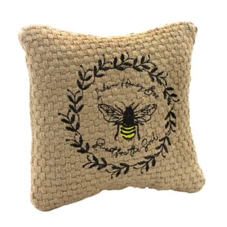 Wing Tai Small Burlap Bee Pillow, 6 x 6 in.