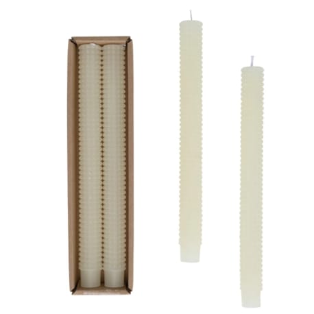 Creative Co-Op Unscented Cream Hobnail Taper Candle Set, 10 in.