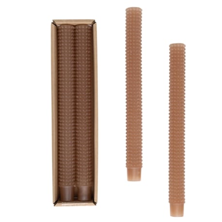 Creative Co-Op Unscented Cappuccino Hobnail Taper Candle Set, 10 in.