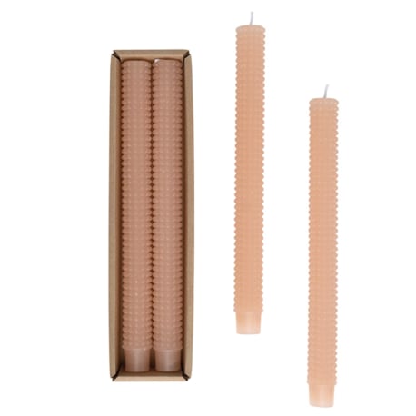 Creative Co-Op Unscented Nude Hobnail Taper Candle Set, 10 in.