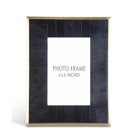 K&K Interiors Black Tile & Brass Photo Frame, 4 x 6 in.