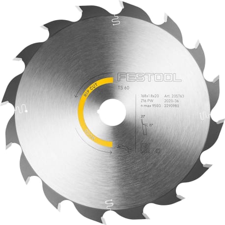 Festool 205770 Wood Rip Cut Saw Blade HW 168x1, 8x20 PW16