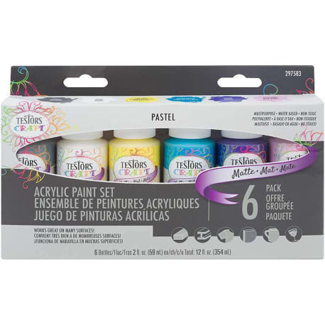 Testors Craft Pastel Matte Acrylic Paint, 6-Pack