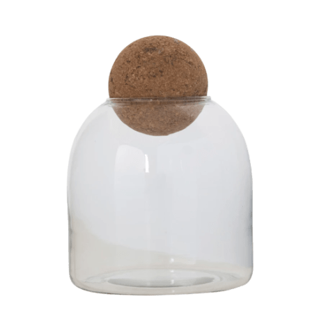 Bloomingville Glass Jar with Cork Ball Lid, 8 in.