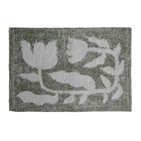 Creative Co-Op Sage Tufted Rug with Flowers, 2 x 3 ft.