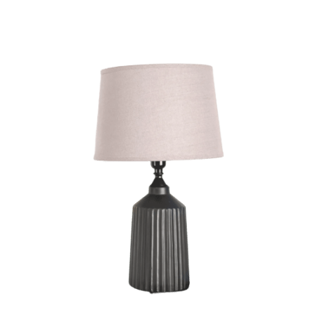 PD Home & Garden Black Ribbed Table Lamp with Shade, 16.54 in.