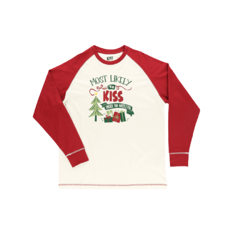 LazyOne Small Most Likely to Kiss Under the Mistletoe Long Sleeve PJ