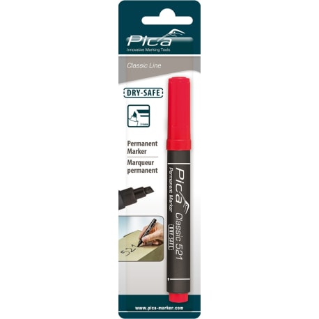 Pica Classic Chisel Tip Permanent Marker, Red