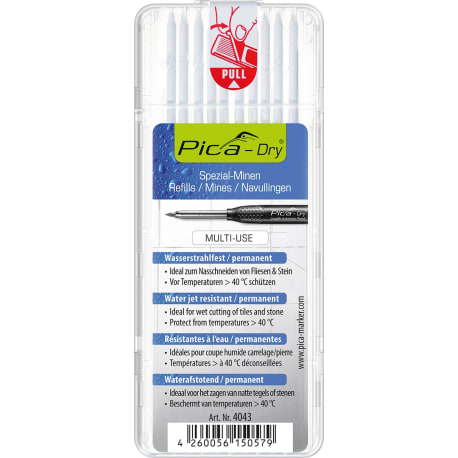 Pica Dry Special White Refill Leads, 8PK