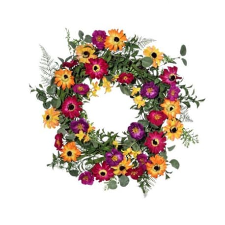 Regency International 24" Mixed Zinnia Garden Wreath