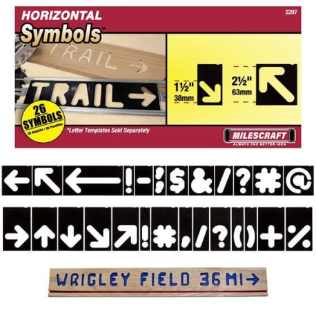 Milescraft 1.5 in. & 2.5 in. Horizontal Arrow & Symbol Template Set