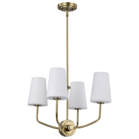 Satco Cordello Etched White Opal Vintage Brass Light Chandelier