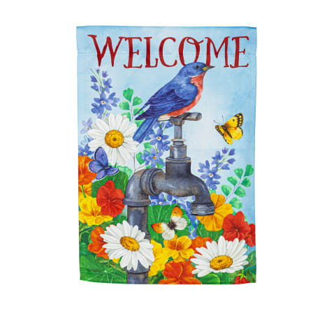 Evergreen Water Tap Bird and Butterflies Flag