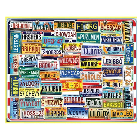 White Mountain Vanity Plates Puzzle, 1000 Pieces