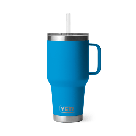 YETI Rambler Big Wave Blue Mug with Straw Lid, 35 oz.