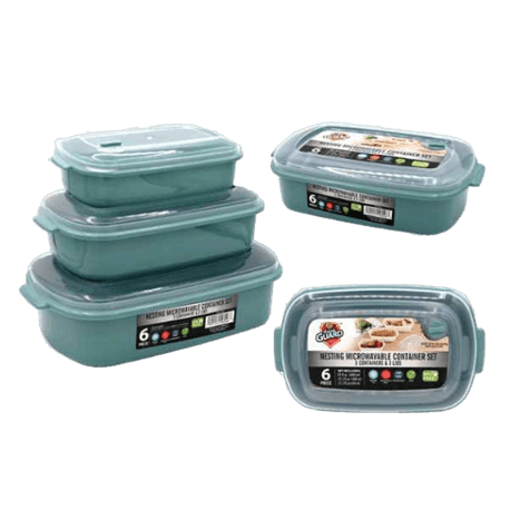 Diamond Visions Nesting 6-Pc Microwavable Container Set (Rectangle)