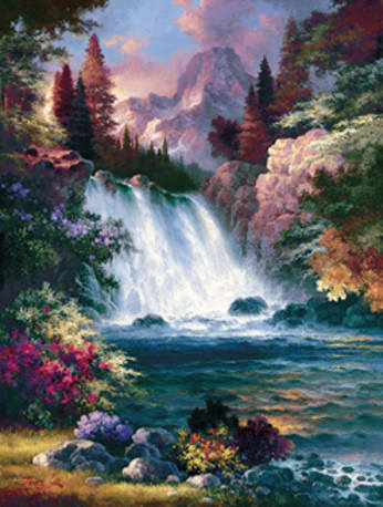 SunsOut "Sunrise Falls Spring" Puzzle, 300-Pieces