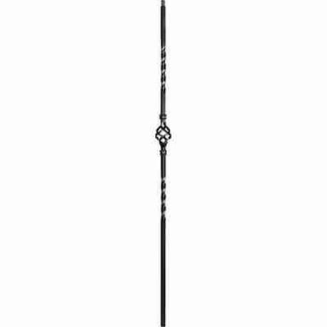 Stairtrends Iron 1/2 in. x 44 in. One Basket Tubular Baluster, Satin Black