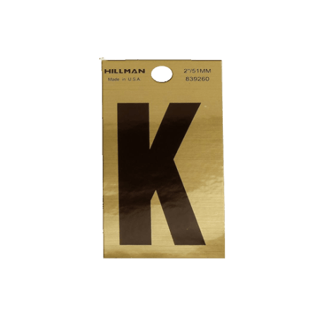 Hillman 2 in. Black & Gold Mylar Sticker Letter K