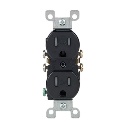 Leviton 15 Amp Black Tamper-Resistant Duplex Outlet