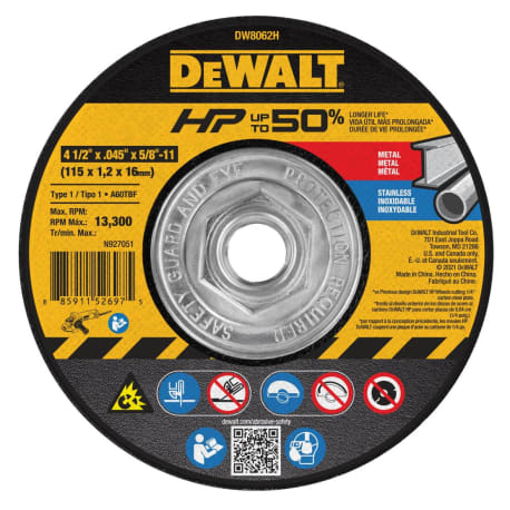 DEWALT 7" x .045" x 5/8-11 " Metal Cutting Wheel, 10 pk