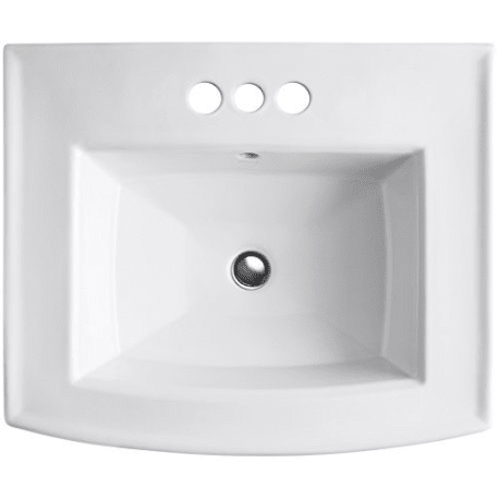 Kohler Archer White Pedestal Bathroom Sink with 4 in. Centerset Faucet Holes